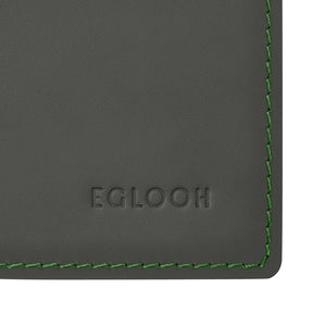 Sottomano Scrivania Mercurio Deluxe di Eglooh - Cuoio Grigio Antracite e Cuciture Verdi - Dettaglio Cucitura