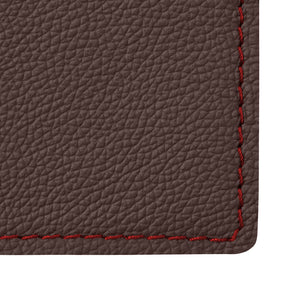 Sottomano in Pelle Palladio Deluxe di Eglooh - Vera Pelle Marrone Scuro e Cuciture Rosse - Dettaglio Cucitura
