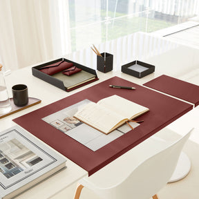Svuotatasche Moderno Moire di Eglooh - Cuoio Rosso Bordeaux - Vista Tre Quarti