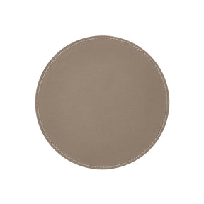 Tappetino Mouse Rotondo in Pelle Apollo Deluxe di Eglooh - Vera Pelle Grigio Talpa e Cuciture Bianche