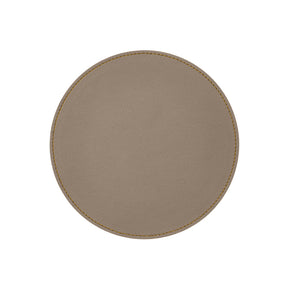 Tappetino Mouse Rotondo in Pelle Apollo Deluxe di Eglooh - Vera Pelle Grigio Talpa e Cuciture Gialle
