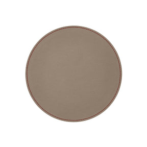 Tappetino Mouse Rotondo in Pelle Apollo Deluxe di Eglooh - Vera Pelle Grigio Talpa e Cuciture Rosse