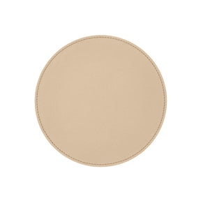 Tappetino Mouse Rotondo in Pelle Apollo di Eglooh - Vera Pelle Beige