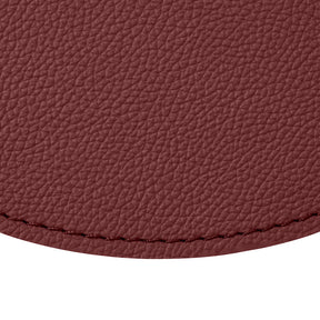 Tappetino Mouse Rotondo in Pelle Apollo di Eglooh - Vera Pelle Rosso Bordeaux - Dettaglio Cucitura