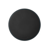 Tappetino Mouse Rotondo Atlante Deluxe di Eglooh - Cuoio Nero e Cuciture Azzurre