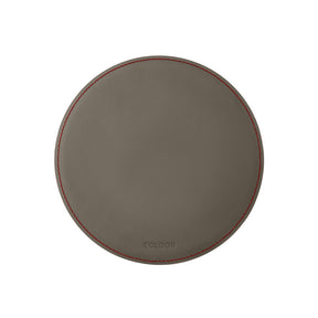 Tappetino Mouse Rotondo Atlante Deluxe di Eglooh - Cuoio Grigio Talpa e Cuciture Rosse