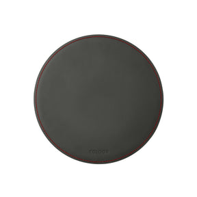 Tappetino Mouse Rotondo Atlante Deluxe di Eglooh - Cuoio Grigio Antracite e Cuciture Rosse