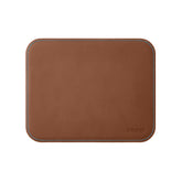 Tappetino Mouse Hermes Deluxe di Eglooh - Cuoio Marrone Naturale e Cuciture Azzurre