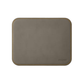Tappetino Mouse Hermes Deluxe di Eglooh - Cuoio Grigio Talpa e Cuciture Gialle