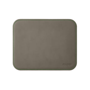 Tappetino Mouse Hermes Deluxe di Eglooh - Cuoio Grigio Talpa e Cuciture Verdi