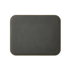 Tappetino Mouse Hermes Deluxe di Eglooh - Cuoio Grigio Antracite e Cuciture Gialle