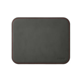 Tappetino Mouse Hermes Deluxe di Eglooh - Cuoio Grigio Antracite e Cuciture Rosse