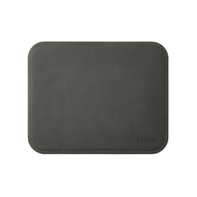 Tappetino Mouse Hermes Deluxe di Eglooh - Cuoio Grigio Antracite e Cuciture Verdi