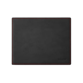 Tappetino Mouse Mercurio Deluxe di Eglooh - Cuoio Nero e Cuciture Rosse