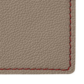 Tappetino Mouse in Pelle Palladio Deluxe di Eglooh - Vera Pelle Grigio Talpa e Cuciture Rosse - Dettaglio Cucitura